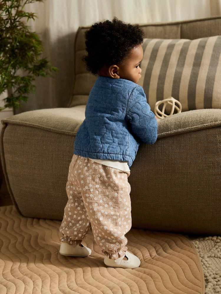 Blue Denim Jersey Quilted Baby Jacket (0mths-2yrs) - Size Up to 1 Month (56cm)