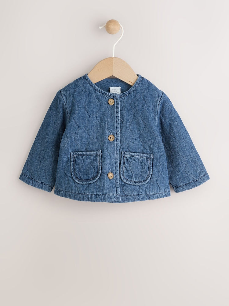 Blue Denim Jersey Quilted Baby Jacket (0mths-2yrs)
