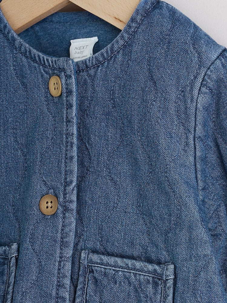 Blue Denim Jersey Quilted Baby Jacket (0mths-2yrs)