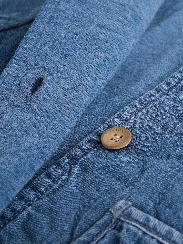 Blue Denim Jersey Quilted Baby Jacket (0mths-2yrs)
