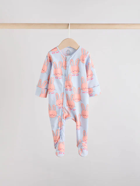 Bright Two Way Zip Sleepsuits 3 Pack (0mths-2yrs)