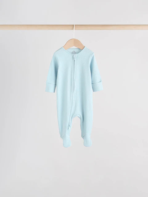 Blue 5 Pack Baby Two Way Zip Sleepsuits (0-2yrs)