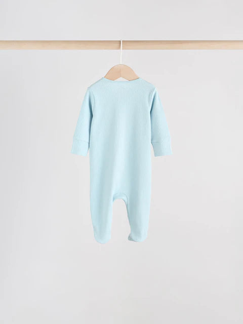 Blue 5 Pack Baby Two Way Zip Sleepsuits (0-2yrs)