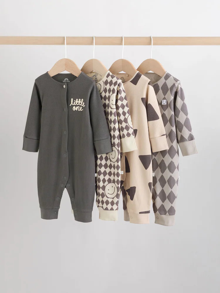 Monochrome Baby Sleepsuits 4 Pack (0mths-3yrs)