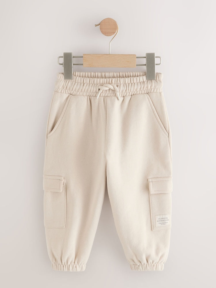 Ecru Soft Touch Jersey Utility Joggers (3mths-7yrs) - Size 3-6 Months (62-68cm) - Ecru