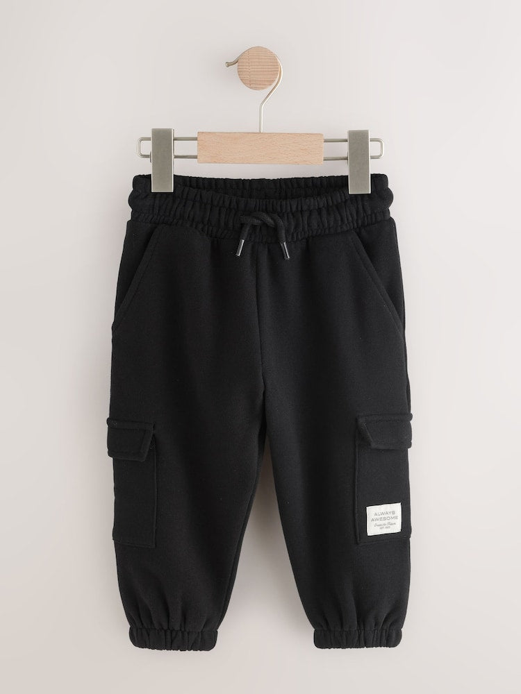 Black Soft Touch Jersey Utility Joggers (3mths-7yrs) - Size 3-6 Months (62-68cm) - Black