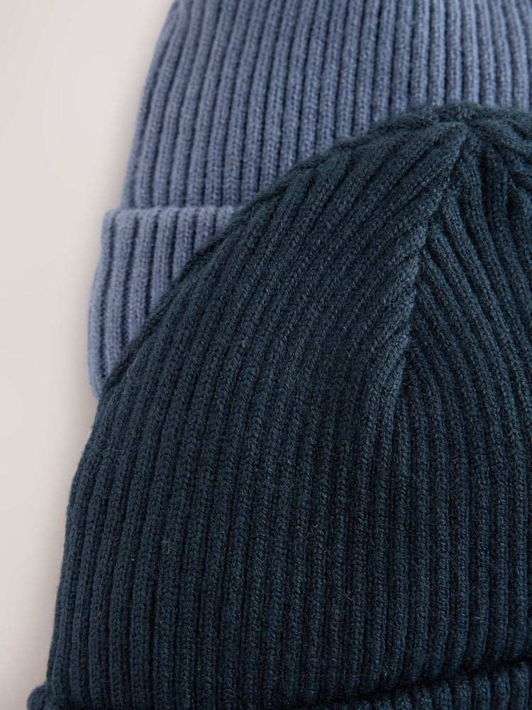 Blue 2 Pack Baby Beanie Knitted Hats