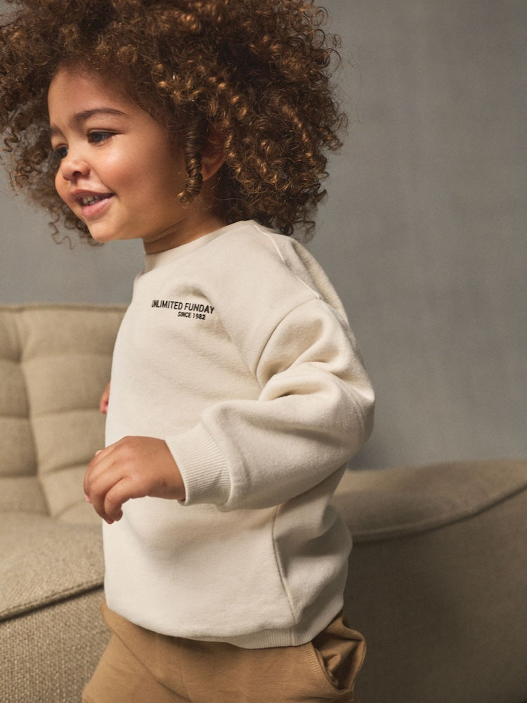Ecru Off White Utility Sweatshirt and Super Skinny Joggers Set (3mths-7yrs)