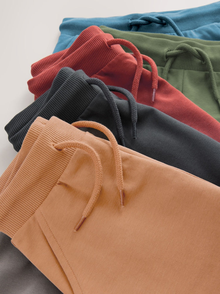 Khaki Green/Blue/Red Regular Fit Joggers 5 Pack (3mths-7yrs)