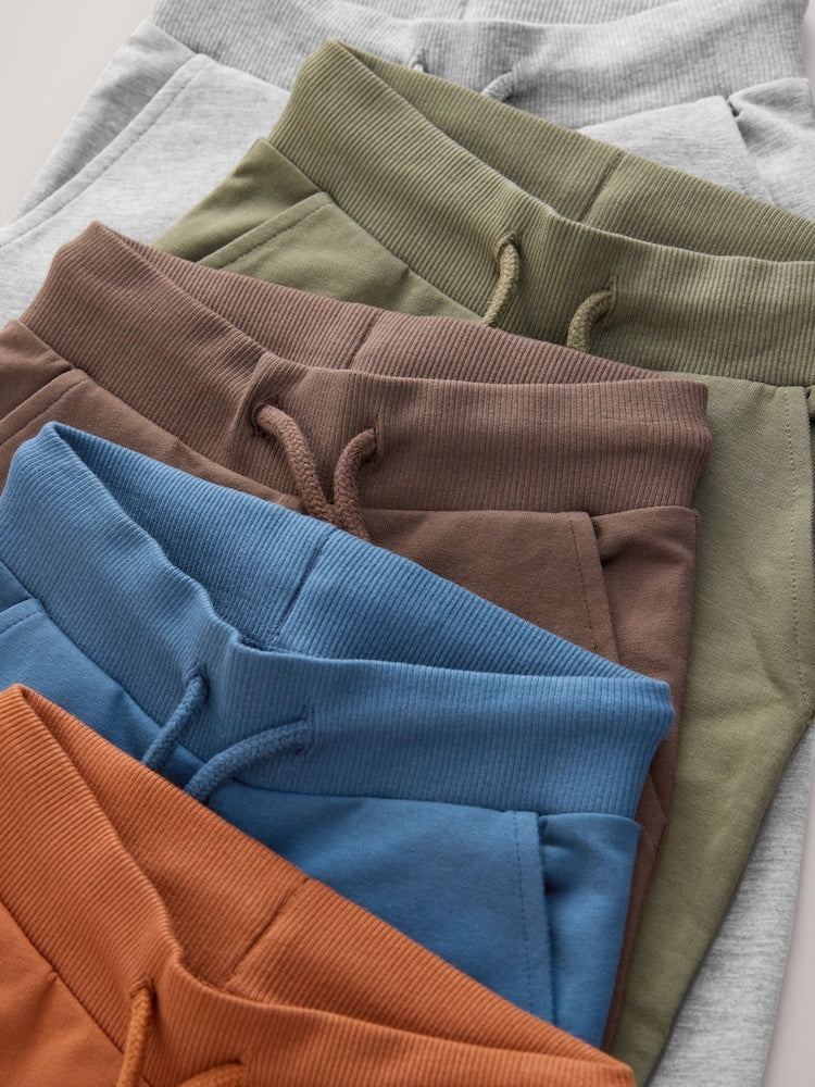 Blue/Rust Orange/ Khaki Green Skinny Fit Joggers 5 Pack (3mths-7yrs)