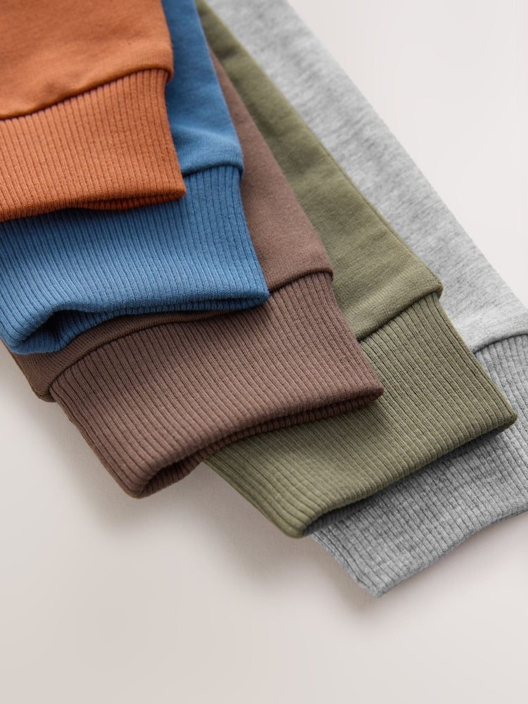 Blue/Rust Orange/ Khaki Green Skinny Fit Joggers 5 Pack (3mths-7yrs)