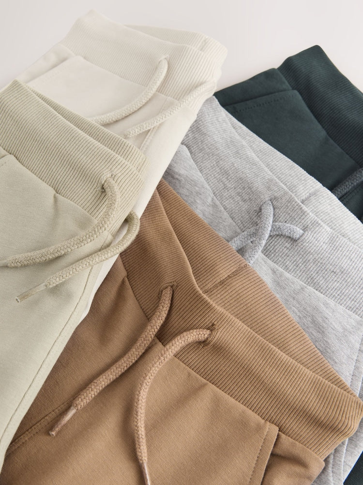 Stone/Tan Brown/Grey Skinny Fit Joggers 5 Pack (3mths-7yrs)