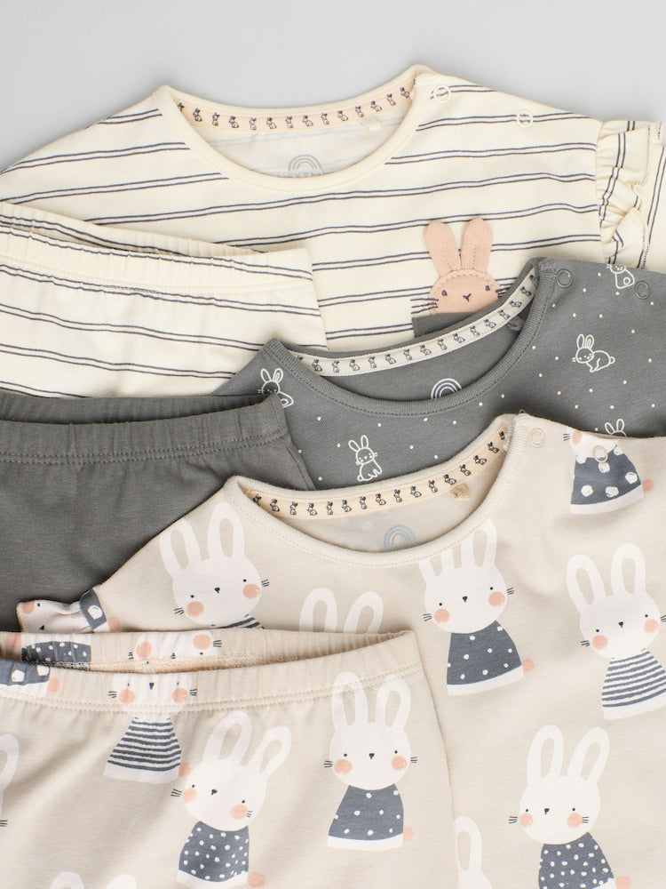 Grey/Cream Character Long Sleeve Top And Leggings Set 6 Piece (0mths-3yrs)
