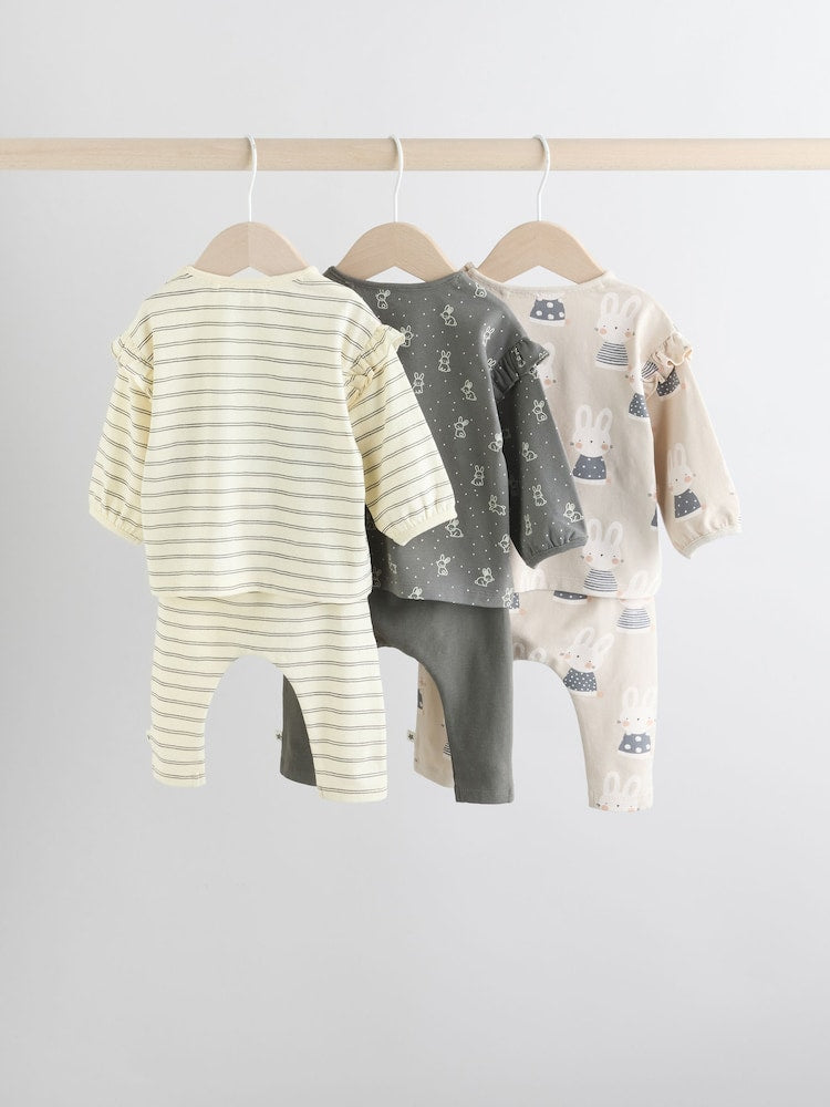 Grey/Cream Character Long Sleeve Top And Leggings Set 6 Piece (0mths-3yrs)
