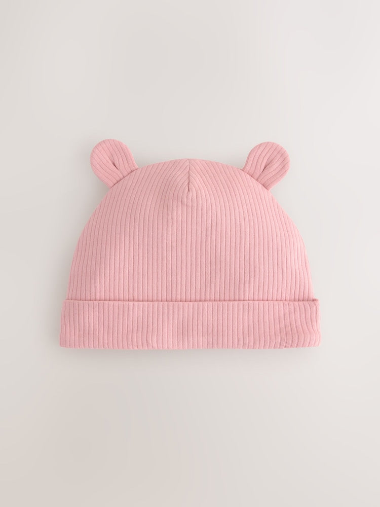 Pink 3 Pack Baby Beanies (0-18mths) - Size 44cm (5lb)