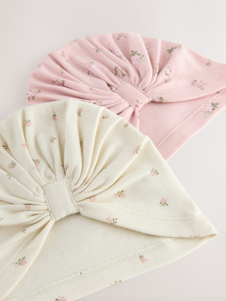 Pink 2 Pack Baby Turbans (0-18mths)
