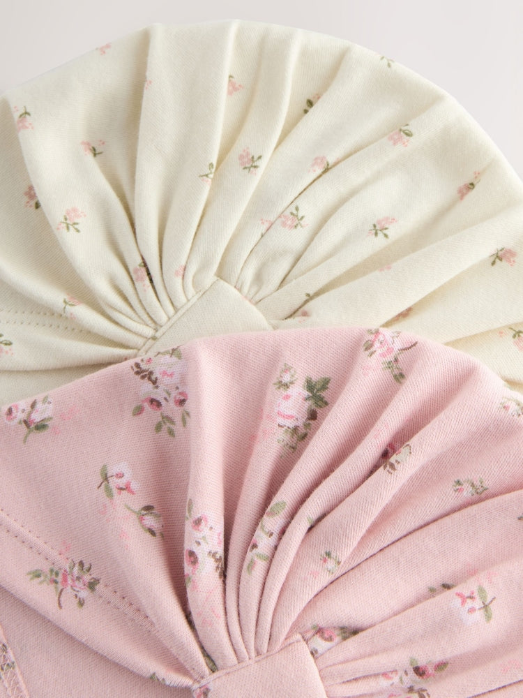 Pink 2 Pack Baby Turbans (0-18mths)