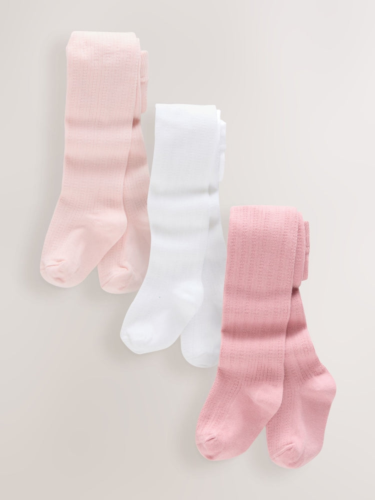 Pink Baby Tights 3 Pack (0mths-2yrs) - Size 50cm (First Size)