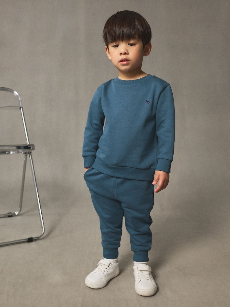 Teal Blue Dino Logo Sweatshirt And Joggers Set (3mths-7yrs)