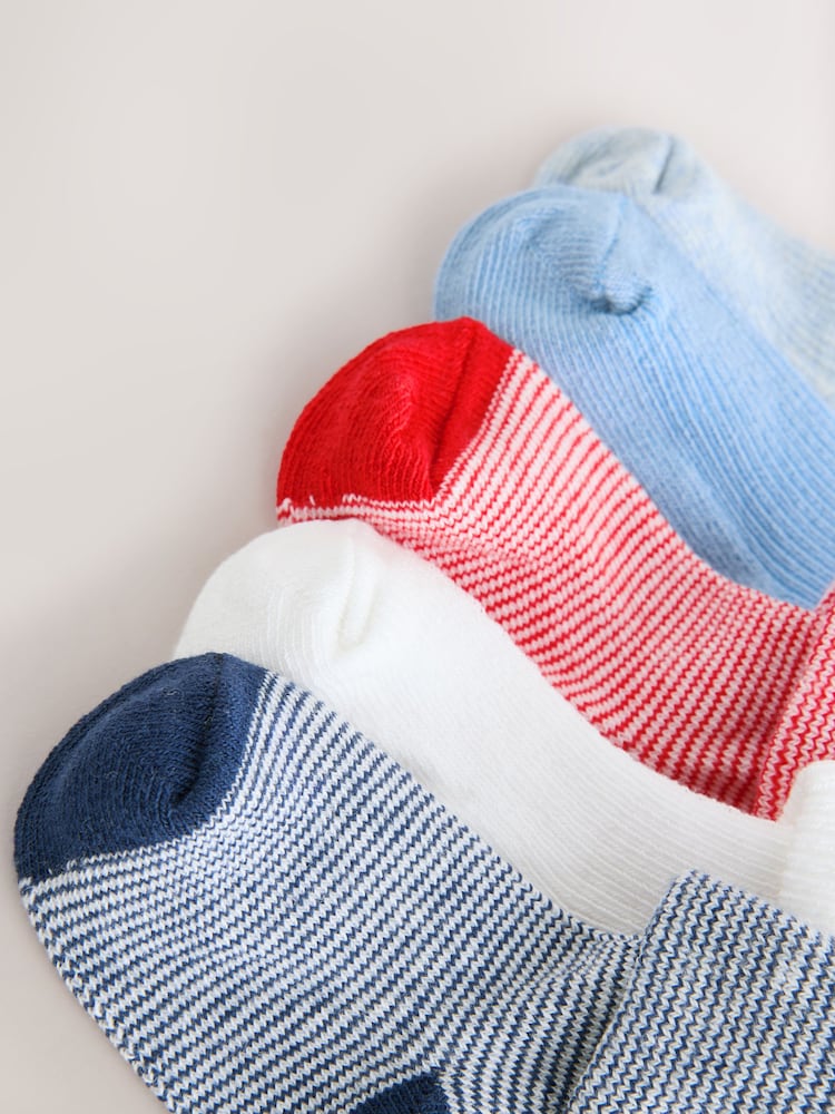 Navy Embroidered Roll Top Socks 5 Pack