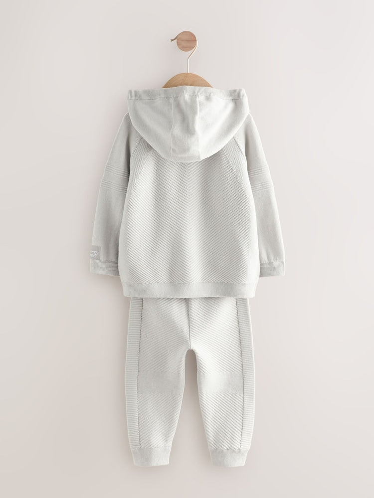 Light Grey Knitted Hoodie and Jogger Set (3mths-7yrs)