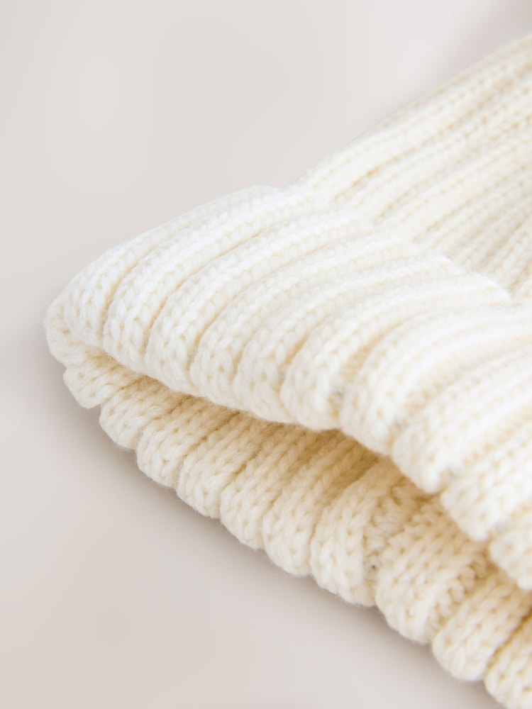 White Rib Pom Beanie (3mths-16yrs)