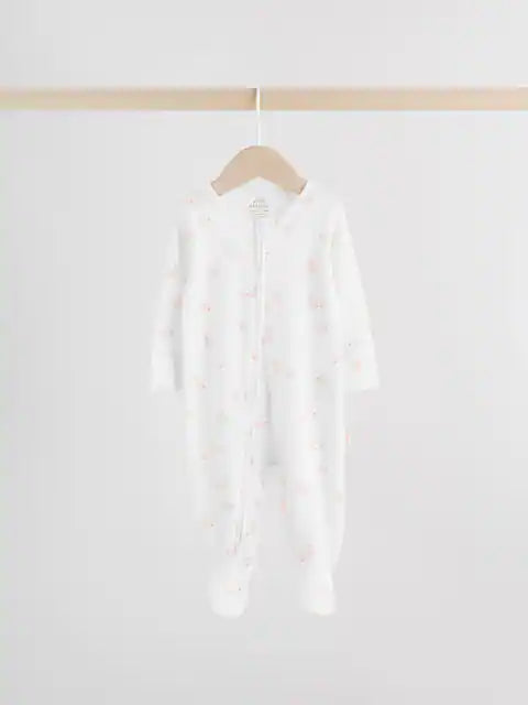 Pink Bunny Two Way Zip Baby Sleepsuits 3 Pack (0mths-2yrs)