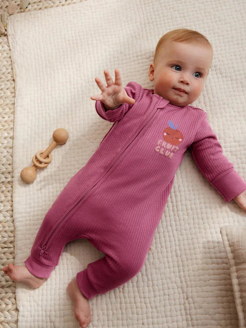 Multi Fruit Two Way Zip Baby Sleepsuits 3 Pack (0mths-3yrs)