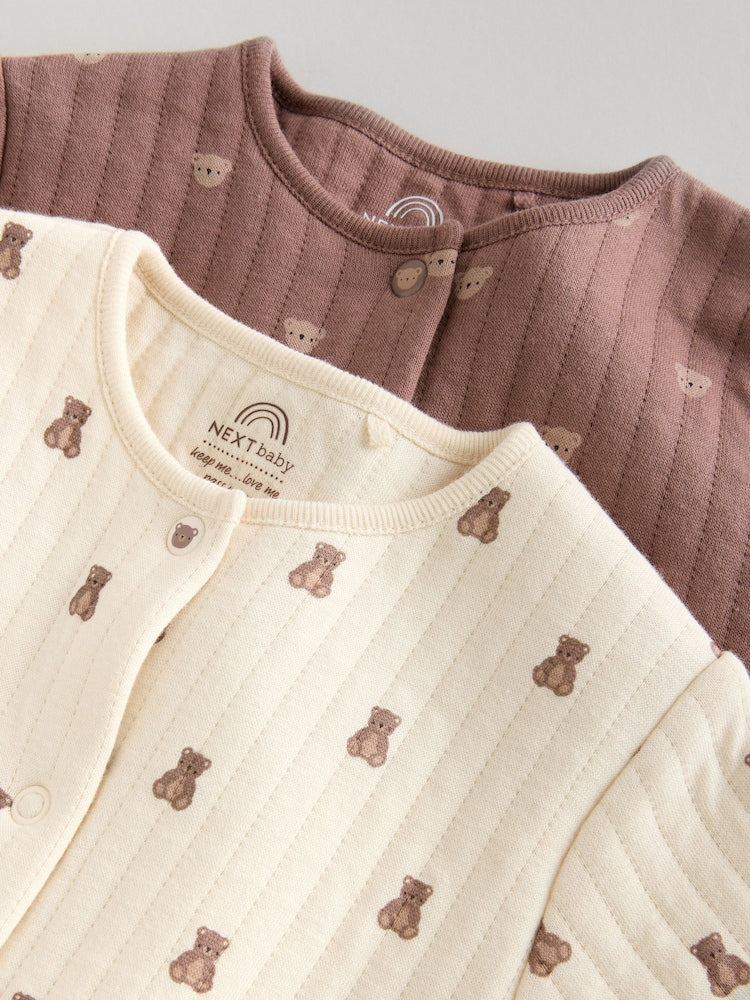 Brown Quilted Sleepsuits 2 Pack