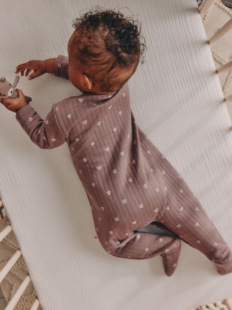 Brown Quilted Sleepsuits 2 Pack