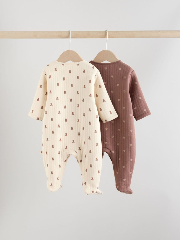 Brown Quilted Sleepsuits 2 Pack