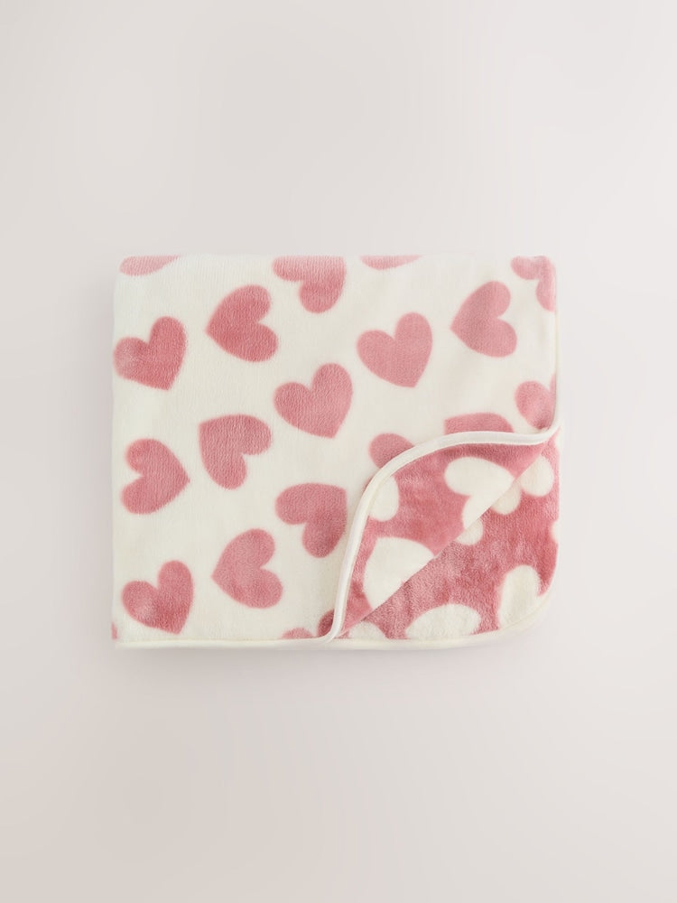 Pink Hearts Fleece Baby Blanket