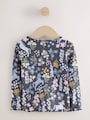 Navy Floral Unicorn Print Long Sleeve Ribbed T-Shirt (3mths-7yrs) - Size 3-6 Months (62-68cm)