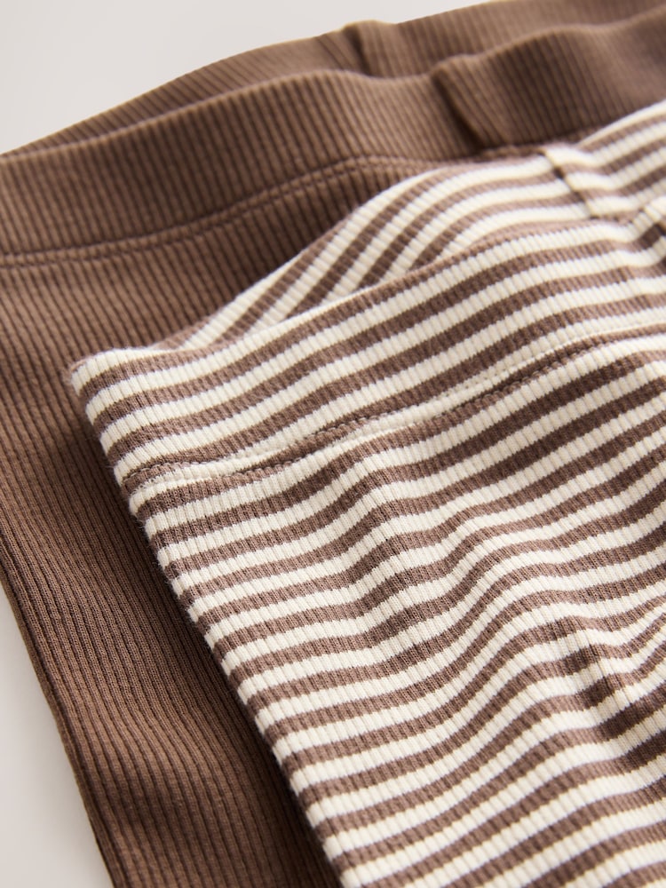 Brown/Cream Babyccino Long Sleeve Tops & Leggings Set 2 Pack (3mths-7yrs) - Size 3-6 Months (62-68cm)