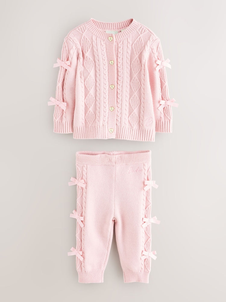 Baker by Ted Baker 2 Piece Bow Knitted Cardigan & Leggings Set