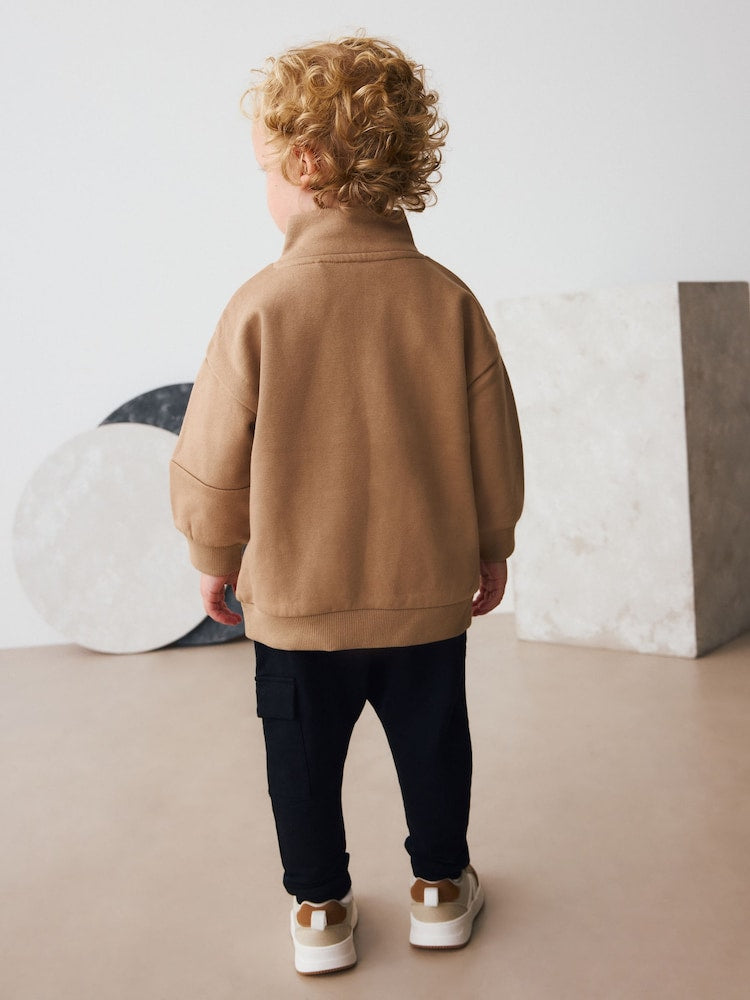 Tan Brown Half Zip Top and Joggers Set (3mths-7yrs)