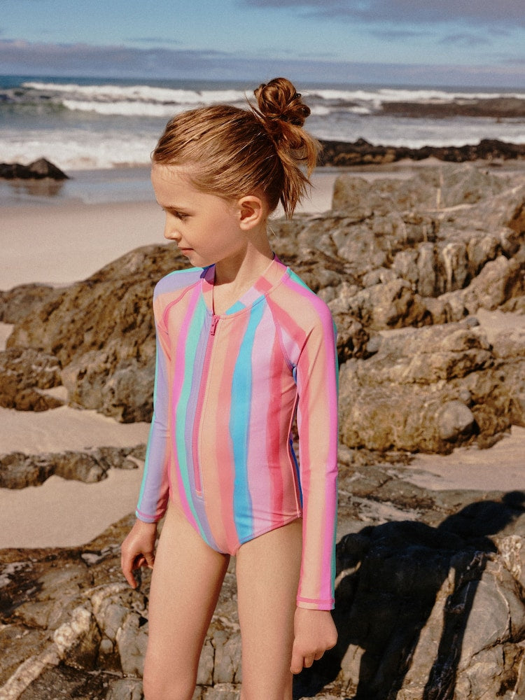 Rainbow Stripe Long Sleeve Sunsafe Swimsuit (3mths-16yrs)