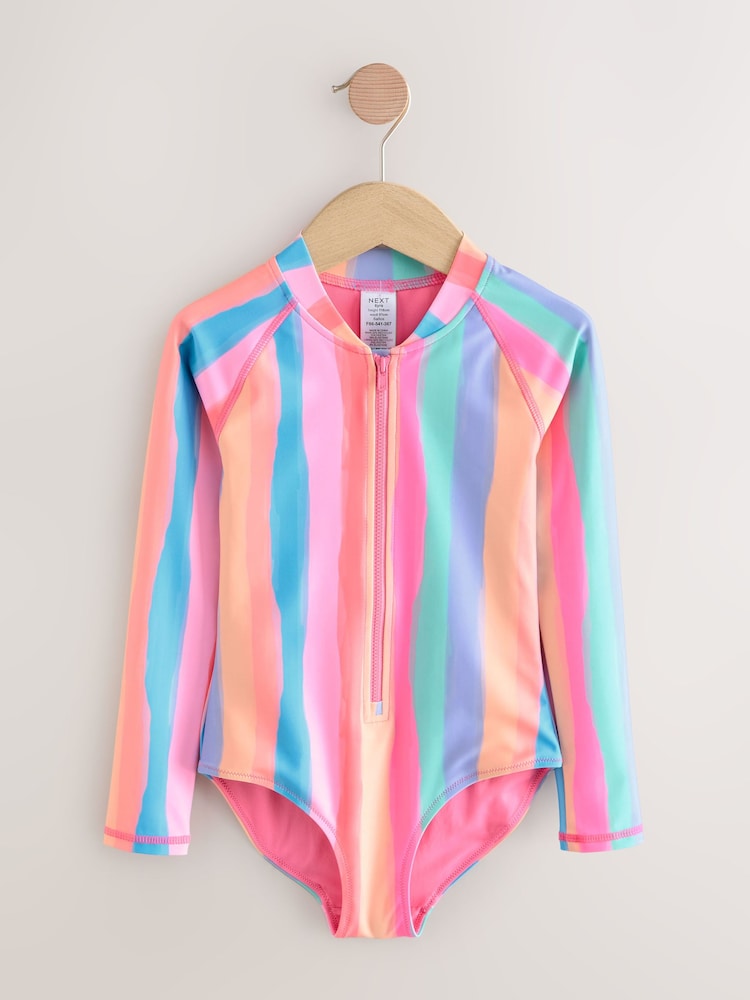 Rainbow Stripe Long Sleeve Sunsafe Swimsuit (3mths-16yrs)