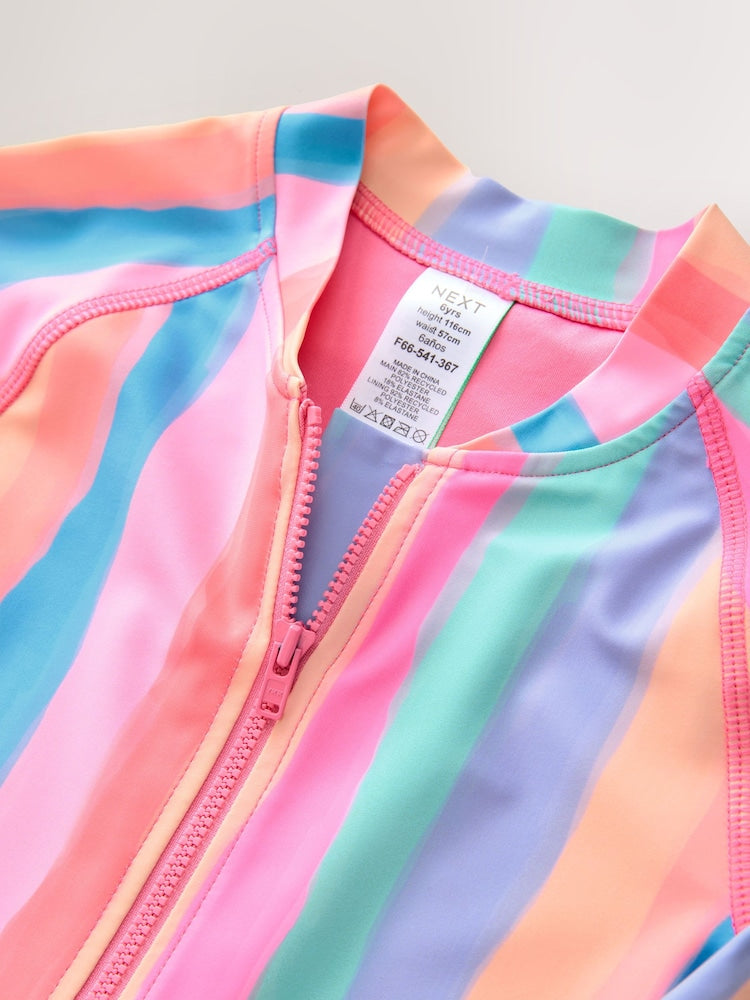 Rainbow Stripe Long Sleeve Sunsafe Swimsuit (3mths-16yrs)