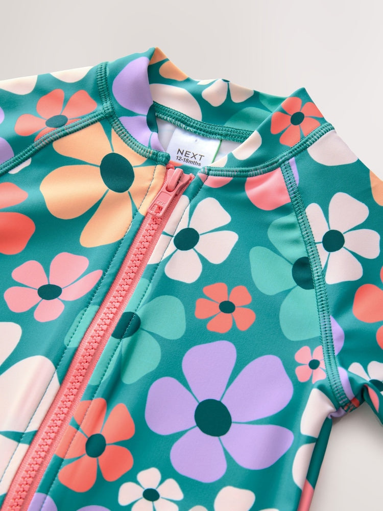 Stampy Floral Sunsafe Swimsuit (3mths-10yrs) - Size 3-6 Months (62-68cm)