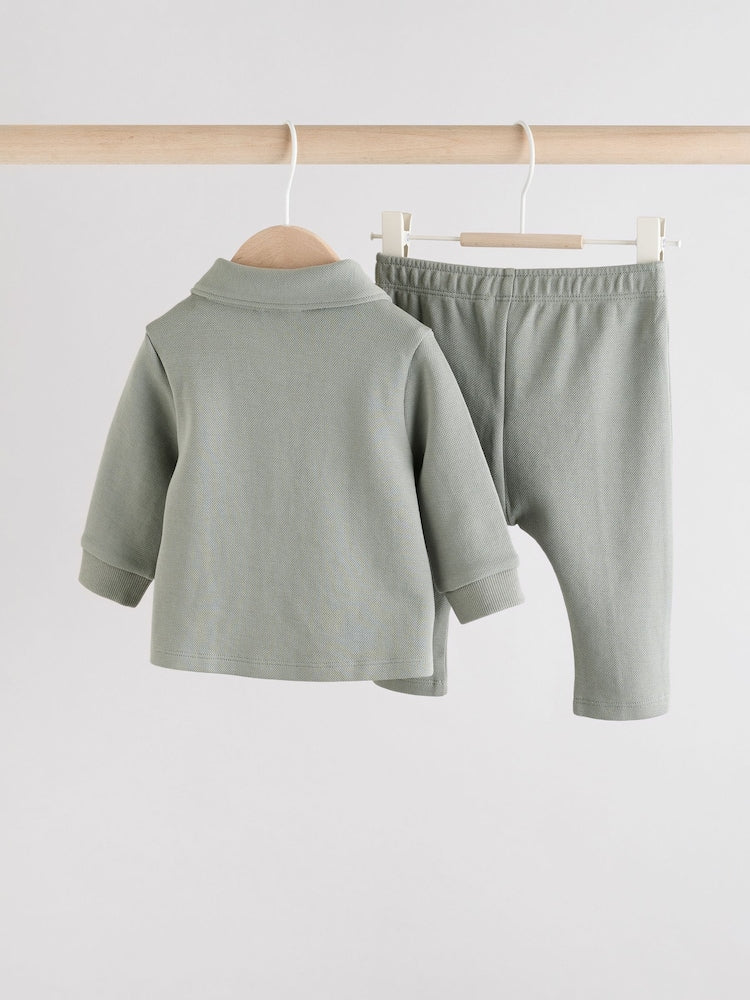 Grey Polo Top and Legging Baby Set (0mths-2yrs)