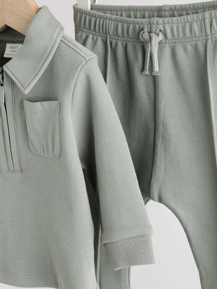 Grey Polo Top and Legging Baby Set (0mths-2yrs)