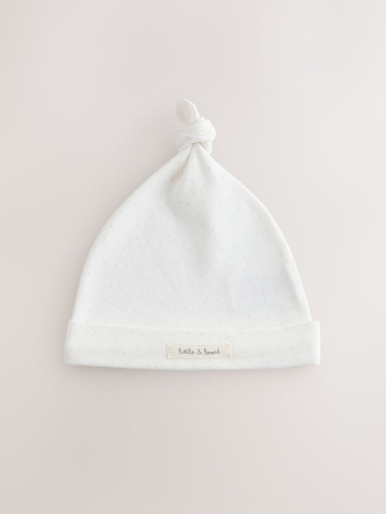 Ecru Fairy Mouse 3 Pack Tie Top Baby Beanies (0-12mths)