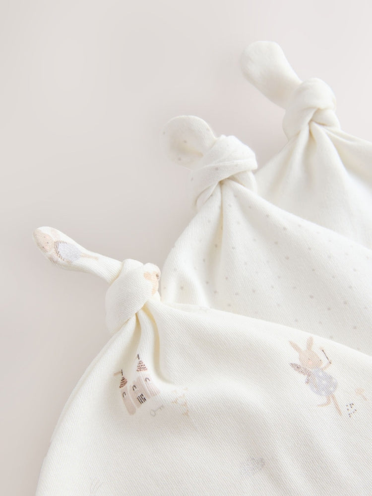 Ecru Fairy Mouse 3 Pack Tie Top Baby Beanies (0-12mths)