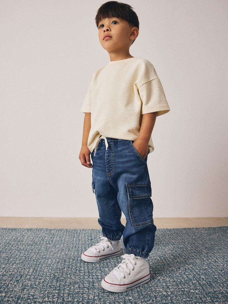Dark Blue Comfort Stretch Wide Cargo Jeans (3mths-7yrs)