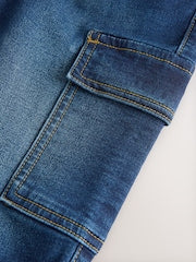 Dark Blue Comfort Stretch Wide Cargo Jeans (3mths-7yrs) - Size 3-6 Months (62-68cm)