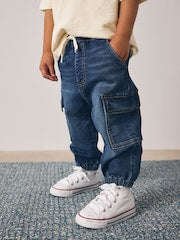 Dark Blue Comfort Stretch Wide Cargo Jeans (3mths-7yrs) - Size 3-6 Months (62-68cm)