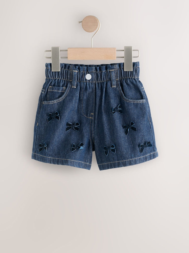 Blue Denim Bow Shorts and Tights Set (3mths-7yrs)