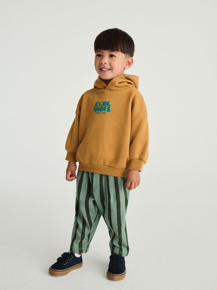 Rust Brown Cool Vibes Printed Hoodie and Joggers Set (3mths-7yrs)