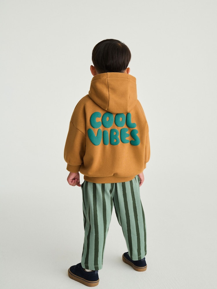 Rust Brown Cool Vibes Printed Hoodie and Joggers Set (3mths-7yrs)